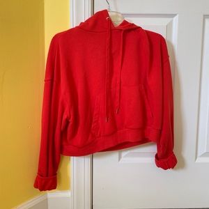 cropped red hoodie
